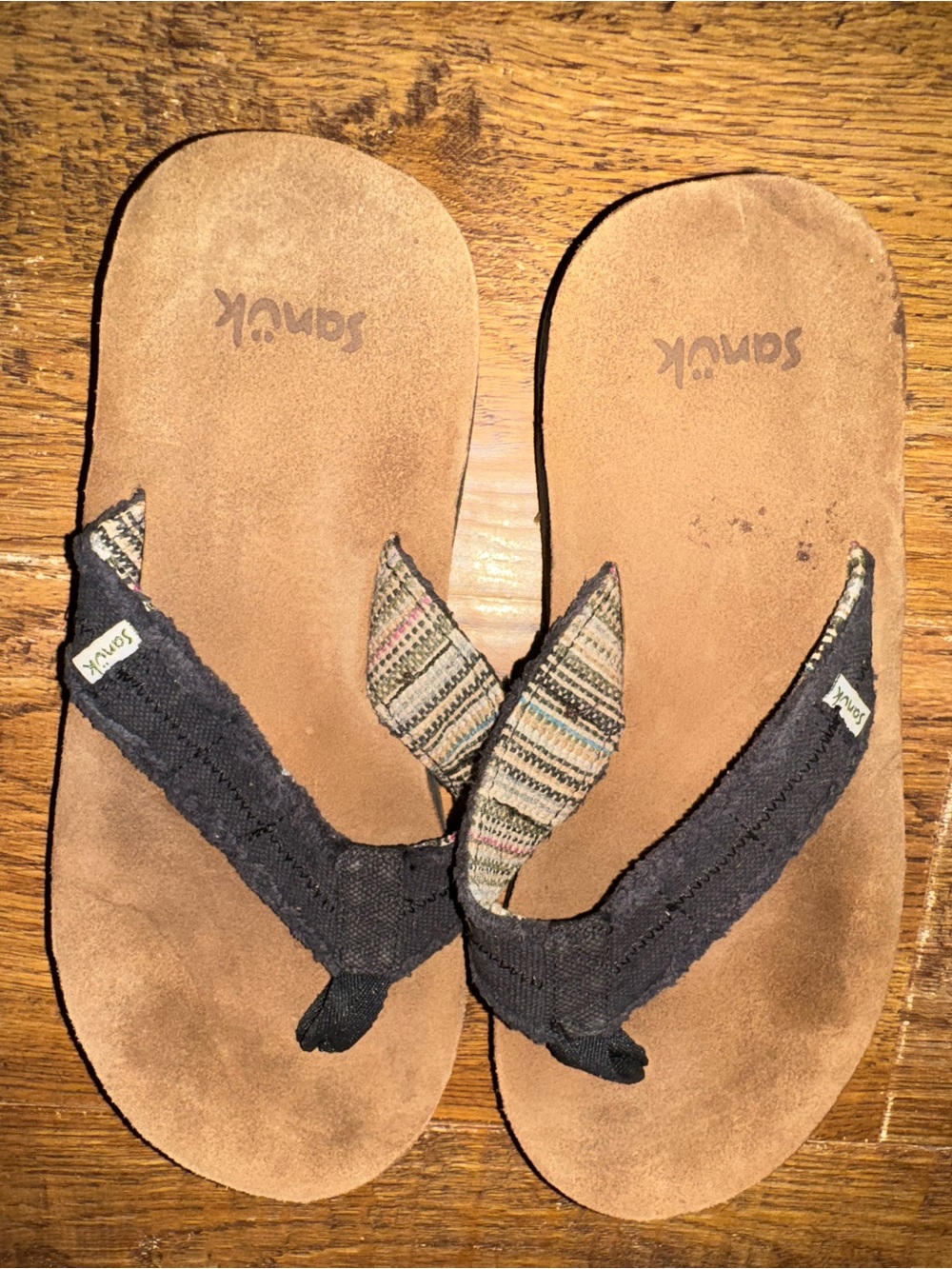 Sanuk Flip Flops Sandals Brown Suede men’s 8